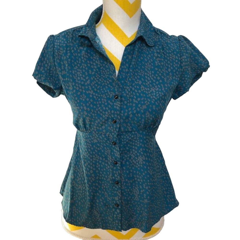 Banana Republic Y2K Button Up Blouse Short Sleeve Waist Wrap Women Small NWT